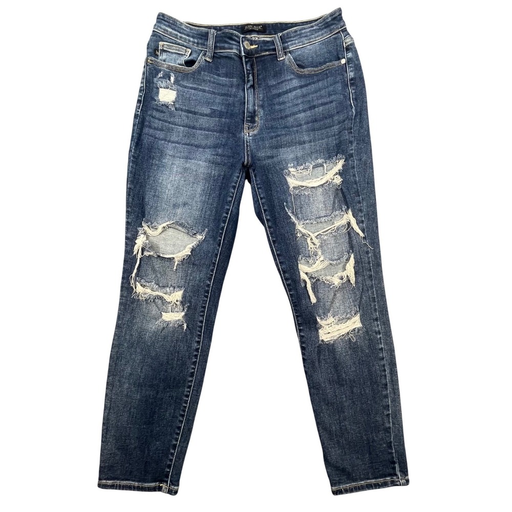 Judy Blue Blue Jeans Distressed Boyfriend Fit Denim Womens 11/30